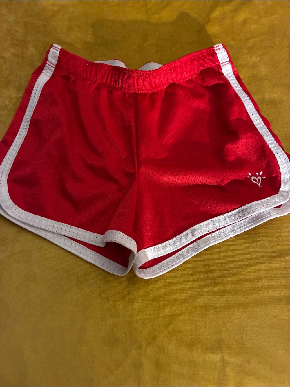 Justice Red Mesh Athletic Shorts with White Trim
